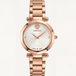 Rose Gold Stainless Steel Case Ivory White Dial Luxury Medusa Bracelet Watch – Women