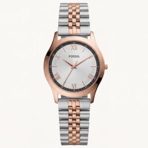Two-Tone Rose Gold Silver Dial Classic Quartz Watch