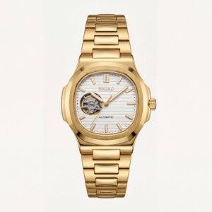 Gold Ivory Dial Open-Heart Automatic Steel Watch