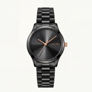 Black Steel Minimal Watch - Rose Accent Modern Edition