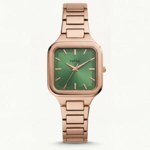 Rose Gold Square Watch - Emerald Minimal Luxe Edition