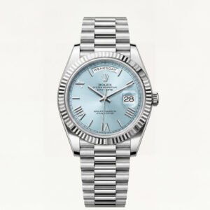 Ice Blue Fluted Steel Day-Date Automatic Watch