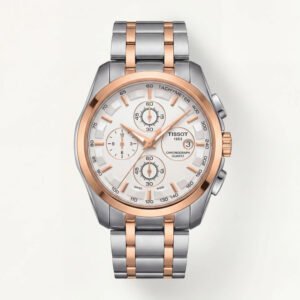 Men's Silver & Rose Gold Chronograph Style Watch - Premium Design