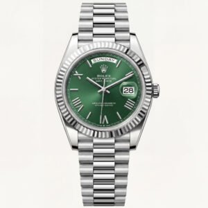 Silver Green Day-Date Classic Luxury Men's Watch (President Style)