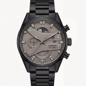 Matte Black Industrial Chronograph Men's Watch with Grey Dial