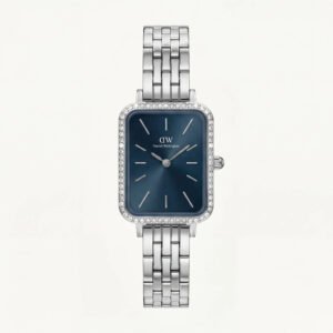 Midnight Blue Rectangle Crystal Watch - Silver Luxe Edition