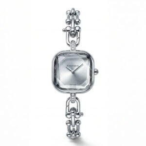 Silver Square Case Crystal Faceted Dial Jewelry Bracelet Watch – Women