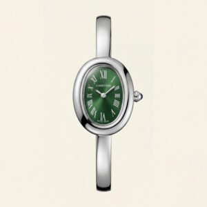 Emerald Oval Roman Dial Bangle Watch - Heritage Silver Luxe Edition