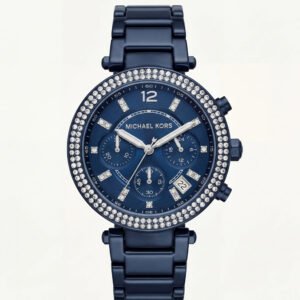 Midnight Navy Crystal Bezel Chronograph Watch - Statement Luxury Edition