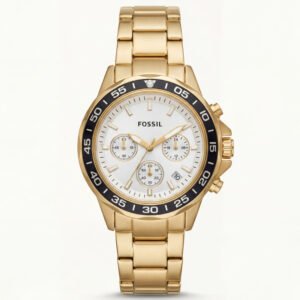 Luxury Gold Steel White Chronograph Dial Men's Watch