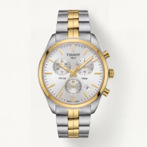 Elegant Dual-Tone White Dial Chronograph Men's Watch