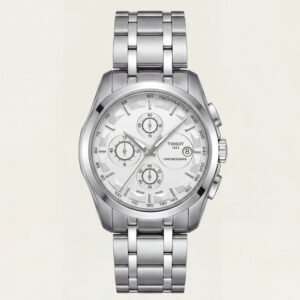 Premium Silver Chronograph Watch with White Dial & Steel Bracelet