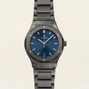 Matte Black Blue Sunburst Dial Minimalist Men's Watch