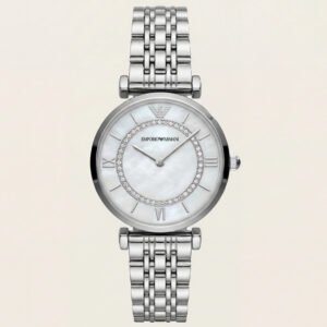 Silver Mother-of-Pearl Crystal Ring Watch - Luxe Edition