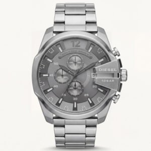 All-Silver Chronograph Men's Watch with Industrial Finish