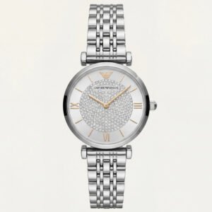 Silver Crystal Statement Watch - Diamond Dial Edition