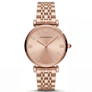 Rose Gold Crystal Accent Dial Luxury Bracelet Watch – Women