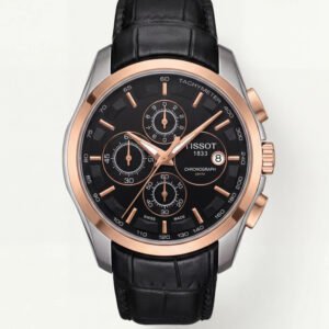 Premium Chronograph Style Watch - Black Dial & Rose Gold Finish