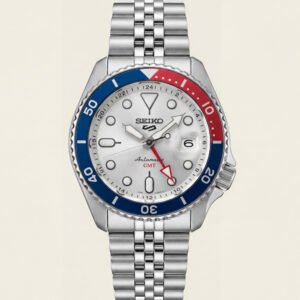 Silver Dial Pepsi GMT Automatic Steel Watch