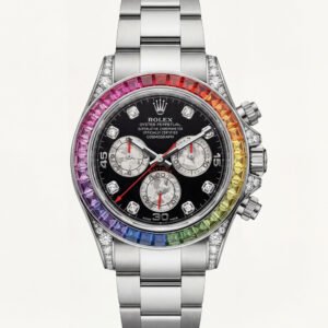 Rainbow Bezel Luxury Chronograph Stainless Steel Men's Watch