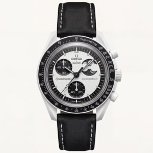 Black & Silver Moon Chronograph Men's Watch with Tachymeter Bezel