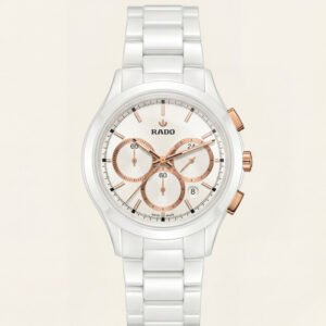 White Ceramic Rose Gold Chronograph Men's Watch