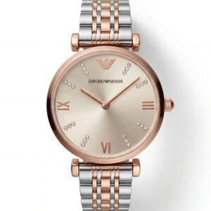 Two-Tone Rose Gold & Silver Crystal Accent Dial Luxury Bracelet Watch – Women