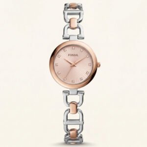 Rose Gold Radiance Luxury Watch with Two-Tone Link Bracelet