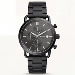 Matte Black Minimal Chronograph Stainless Steel Watch