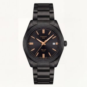 Matte Black Solar Quartz Stainless Steel Dress Watch