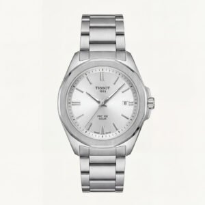 Minimal Silver Solar Quartz Steel Dress Watch