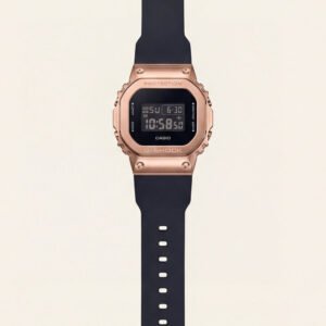 Rose Gold Digital Shock-Resistant Men's Watch with Black Resin Strap
