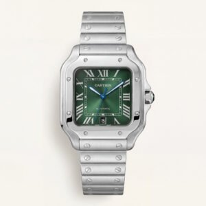 Emerald Green Square Automatic Roman Dial Steel Watch