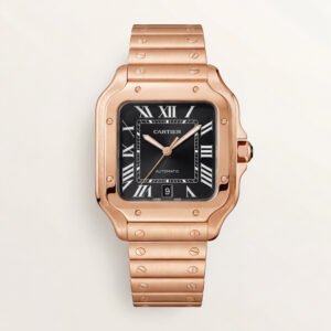 Rose Gold Square Automatic Roman Dial Steel Watch
