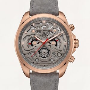 Premium Open-Work Skeleton Dial Watch with Suede Leather Strap
