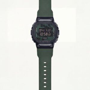 Olive Green Digital Shock-Resistant Men's Watch with Tactical Resin Strap