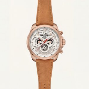 Skeleton Chronograph Men's Watch with Rose Gold Case