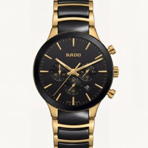Designer Men's Chronograph Watch with Gold Case & Black Dial