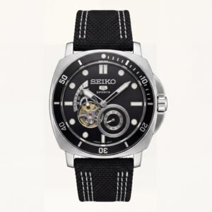 Premium Automatic Men's Watch with Open Heart Dial & Black Strap