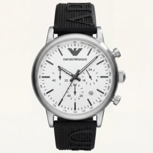 Premium White Dial Chronograph Men's Watch with Rubber Strap