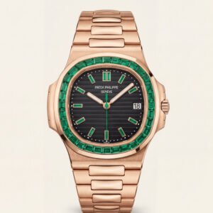 Rose Gold Green Bezel Luxury Metal Watch for Men