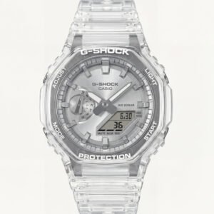 Transparent Case Silver Dial Digital-Analog Sports Watch