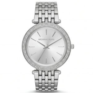 Stainless Steel Crystal Bezel Silver Sunray Dial Luxury Bracelet Watch – Women