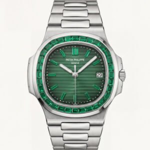 Premium Green Dial Stainless Steel Men's Watch with Gem Bezel