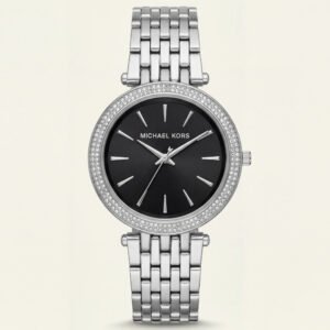 Stainless Steel Crystal Bezel Black Dial Luxury Bracelet Watch – Women