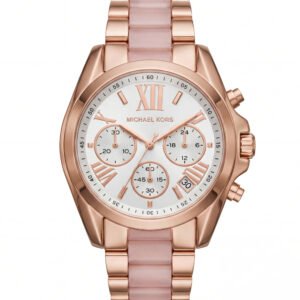 Rose Gold Chronograph White Dial Roman Numeral Luxury Bracelet Watch – Women
