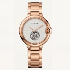 Rose Gold Open Heart Luxury Watch with White GuillochÃ© Dial