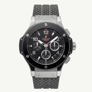 Bold Chronograph Sports Watch Black Dial Silicone Strap