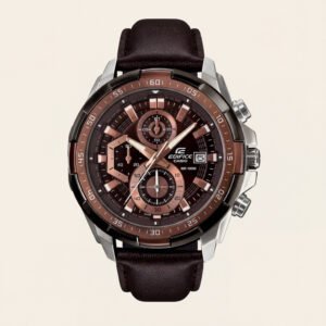 Brown Dial Chronograph Men's Leather Strap Sports Watch