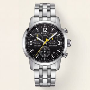 Men's Premium Chronograph Stainless Steel Watch with Black Dial